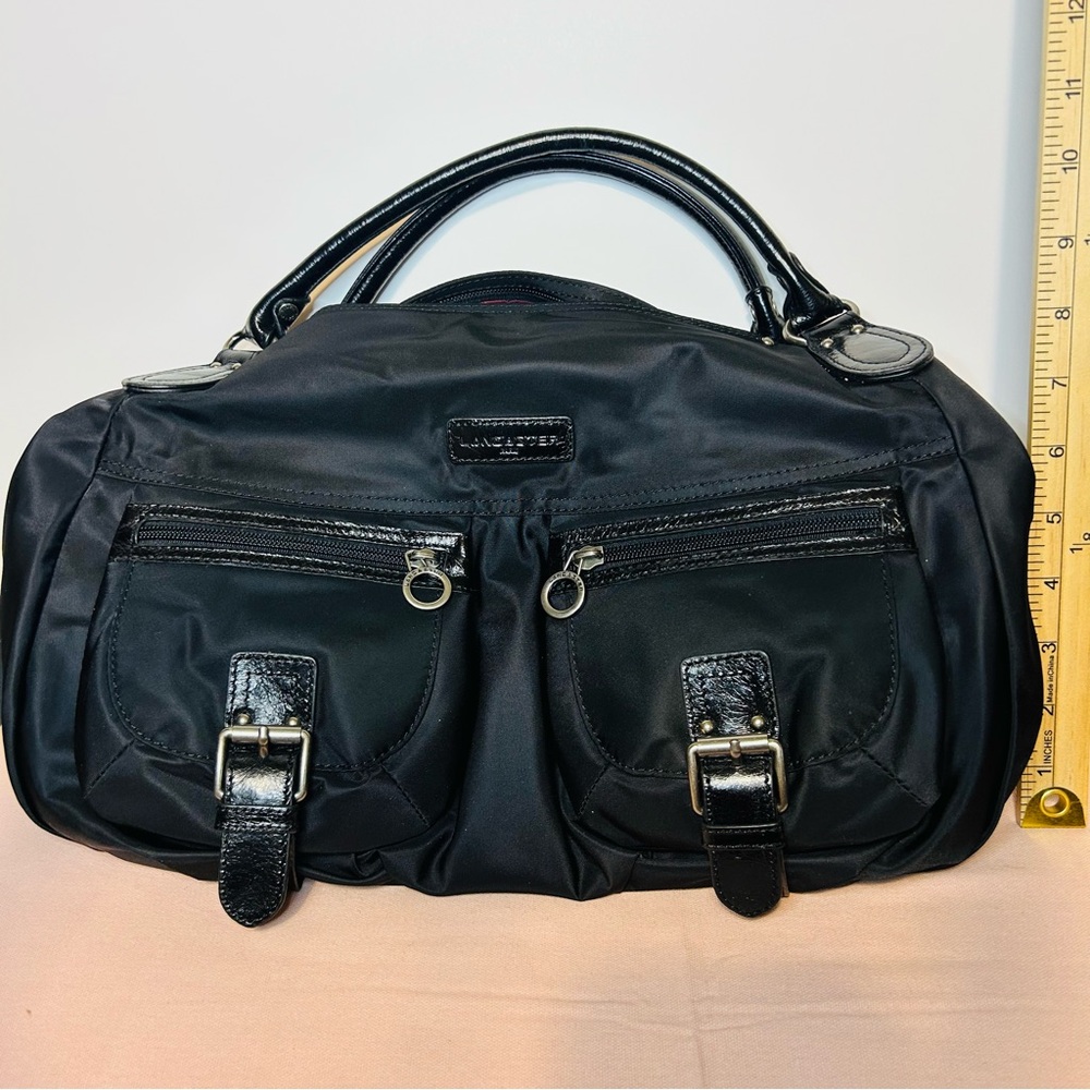 Lancaster Paris Black Nylon and Leather Leather Shoulder Bag with Slouchy Design - Picture 9 of 9
